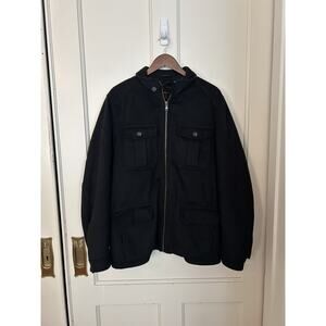 Banana Republic Wool Blend Full Zip Coat Mens Size Large Tall Black Classic